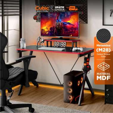 Cubic Meja Komputer Gaming Hitam / Gaming Desk / YAGI MK 121 J