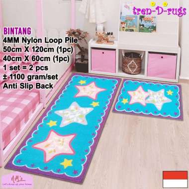 Tren-D-rugs Karpet keset kaki motif bintang star ruang tamu dapur set panjang lorong runner koridor