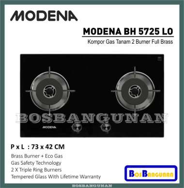 Kompor Tanam Gas MODENA BH5725LO / Kompor MODENA BH 5725 LO 2 Tungku / Kompor Modena INSTANT