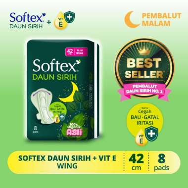 Softex Daun Sirih + Vitamin E 42cm 8s - Pembalut Daun Sirih Malam