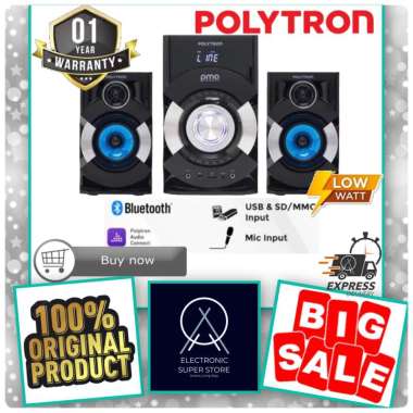 POLYTRON SPEAKER AUDIO PMA9527 PMA 9527 SUPER BASS USB BLUETOOH SPEAKER POLYTRON PMA-9527