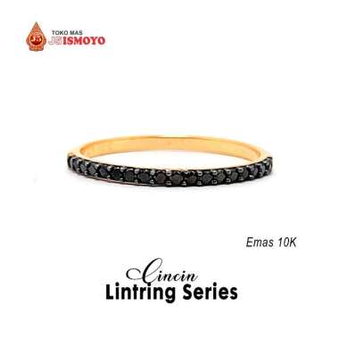 Cincin Emas Asli BErsurat Model LTR Batu Hitam J5 Ismoyo Size 15-16