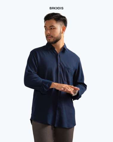 Broodis Kemeja Pique GENTLY Navy Lengan Panjang NAVY L