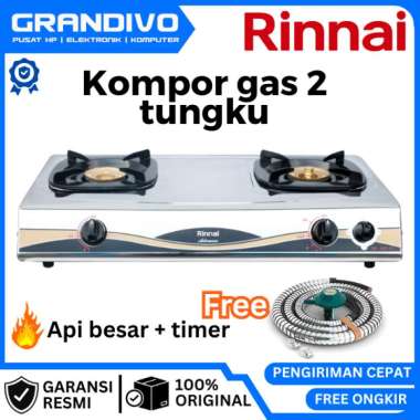Kompor Rinnai 2 Tungku RI 522AT + Timer Kompor Gas Rinnai Garansi Resmi Rinnai - Grandivo Bonus Sela