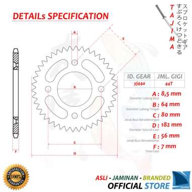 Gigi Tarik 428-44T YAMAHA Jupiter MX - New - 135cc Gir Belakang - Rear Sprocket Gear TAJIMA