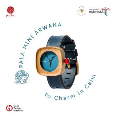 PALA Nusantara ARWANA MINI JAM TANGAN KAYU DAN KULIT ASLI FASHION Wanita Pria Unisex