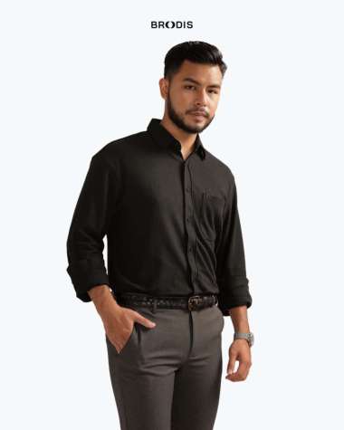Broodis Kemeja Pique GENTLY Black Lengan Panjang BLACK M