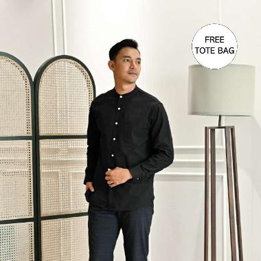 Broodis Kemeja COZY Series Pria Cotton Oxford Sahara Black Kerah Shanghai Lengan Panjang L
