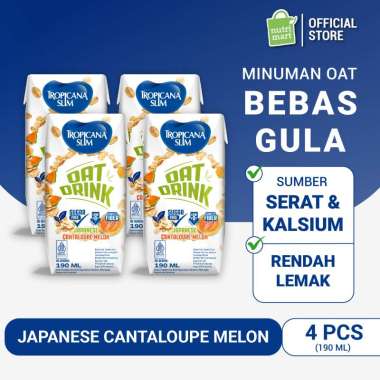 Tropicana Slim Oat Drink Japanese Cantaloupe Melon 190 ml (4 pcs) - Minuman Oat Vegan Plant Based Be