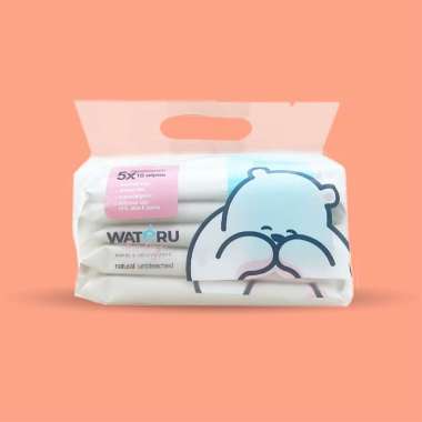 Wateru Premium Bamboo Tissue Basah Bundling [5 x 10 Sheets]