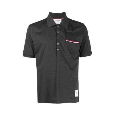 Thom Browne Tricolour-Stripe Cotton-Piqué Polo Shirt Dark Grey 4 Grey