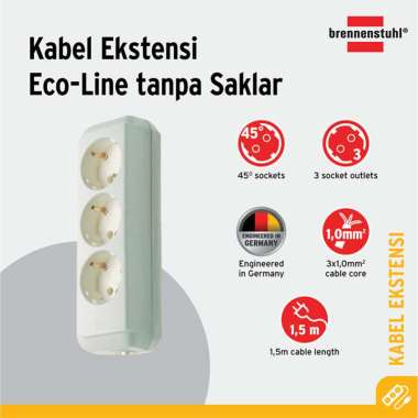Brennenstuhl Eco-line Stop Kontak [3 Lubang] 9123020012 - Putih