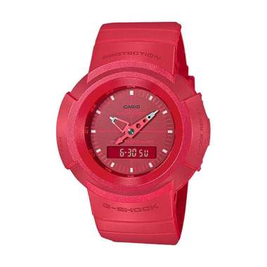 Jam Tangan Pria Casio G-Shock AW-500BB-4EDR OldSchool Red Digital Analog Dial Red Resin Band Merah