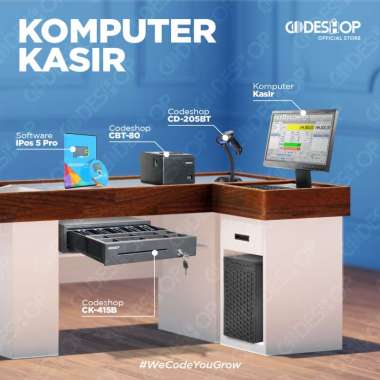 Paket Komputer Kasir Codeshop CBT-80 CD-205BT CK-415B iPos 5 Profesional Toko Retail Minimarket