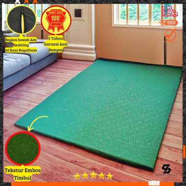 Kasur busa ROYALFOAM Premium Motif Embos tebal/empuk anti kempes karpet import Cover200x120cm DarkGr
