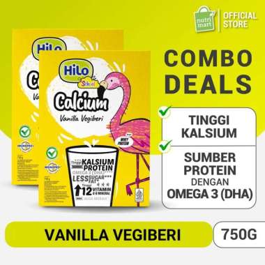 HiLo School Vanilla Vegiberi 750g x 2 pcs - Susu Tinggi Kalsium Rendah Lemak