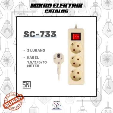 Stopkontak + Kabel Cahaya 3 lubang 1.5 meter