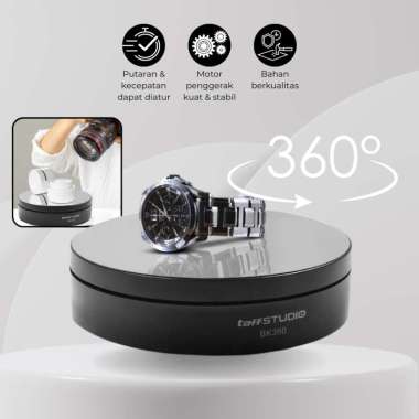 TaffSTUDIO Alas Putar Fotografi Rotating Display Stand Base Produk Live Konten Hitam