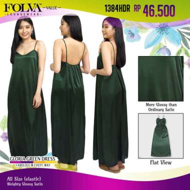 Folva Daster Panjang Baju Santai Tanktop 1384HDR Hijau Semua Ukuran