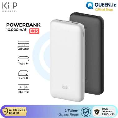 KiiP E33 Powerbank Slim 10000mAh Dual Output USB Power Bank 10000 mAh PUTIH