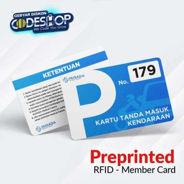 Custom Preprinted ID Card Kartu Member Parkir Mobil Motor PVC RFID
