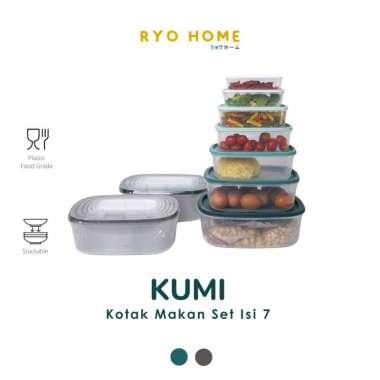 Ryo Home - KUMI Kotak Makan Set Isi 7 / Food Container / Kontainer Kulkas Plastik Hijau