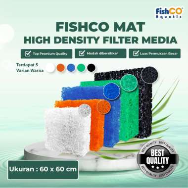 FishCO Mat Hi-Density Media Filter Akuarium japmat Kolam 60cm x 60cm Premium White
