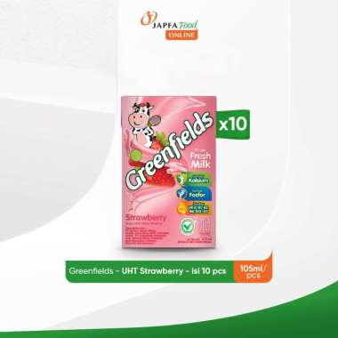 Greenfields Susu UHT Strawberry 105 ml - isi 10 pcs - 100% Fresh Milk dari Greenfields Farm