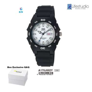 Jam Tangan Pria Sporty Casual Rubber Analog Original Q&Q QNQ QQ A170J002Y Black