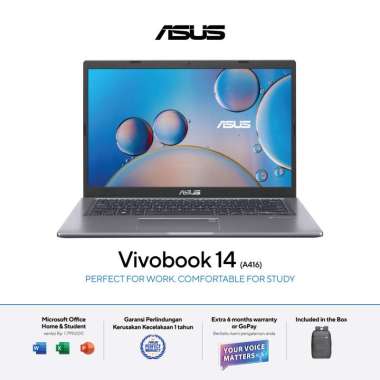 Asus A416MAO-FHD427/FHD428 Laptop [Intel® Celeron® N4020/8GB DDR4/256GB SSD/14 Inch FHD/Intel UHD Graphics/WIN 11 + OHS 2021] Slate Grey