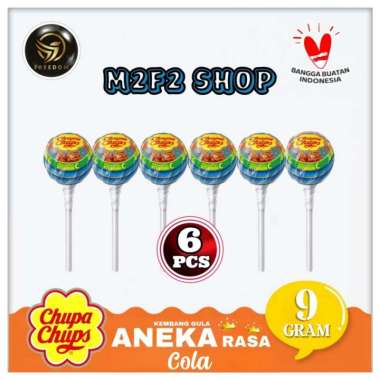 Chupa Chups Permen Lollipops Kembang Gula Aneka Rasa - 9 gr (Kemasan 6 Pcs) Cola