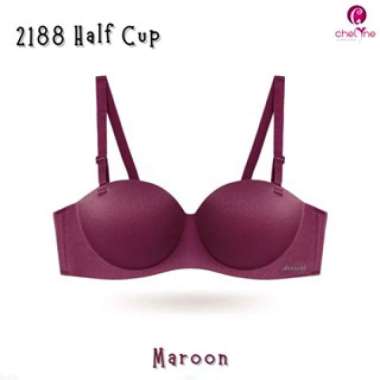Chelyne 2188 BH Polos Seamless Premium Push-Up Half Cup Bra Wanita. Size 40 Merah Maroon