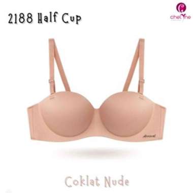 Chelyne 2188 BH Polos Seamless Premium Push-Up Half Cup Bra Wanita. Size 40 Coklat Nude