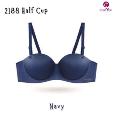 Chelyne 2188 BH Polos Seamless Premium Push-Up Half Cup Bra Wanita. Size 40 Biru Dongker