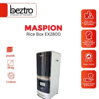 Maspion EX2800 - Rice Box 28Kg Full Box-Wadah Penyimpanan Beras-Original-New Arrival-EX 2800 Hitam