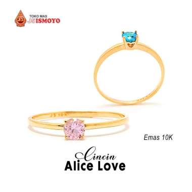 Cincin Emas Asli BErsurat Model Alice Love J5 Ismoyo Biru, Size 13-14
