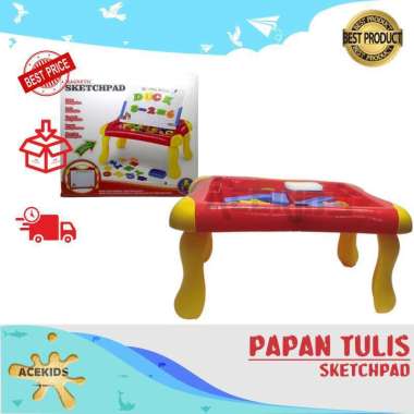 Meja Belajar Gambar Lukis Tulis Plus Papan Tulis Magnet Bonus Koleksi Abjad Angka Magnit - FU1131
