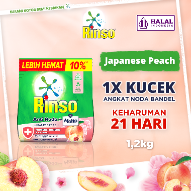 Promo Harga Rinso Anti Noda Deterjen Bubuk + Molto Japanese Peach 1200 gr - Blibli