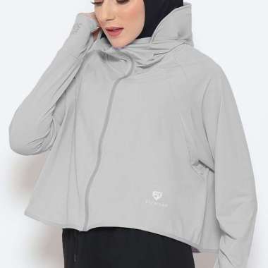 Fitwear - Jaket / Jacket K-Style Anti UV Olahraga Wanita RIHANNA UPF 50++ 𝐂𝐑𝐎𝐏 - ALLSIZE JUMBO SMOKE