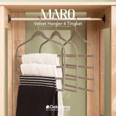 Dekoruma MARO Velvet Gantungan Baju 4 Tingkat set of 3 - Hanger Black