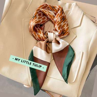 Scarf Mini 70x70 / Scarf Leher / Scarf Tas / Syal Cewe Brown