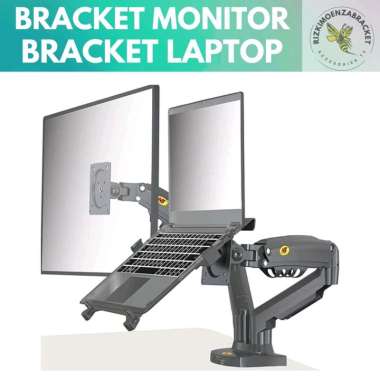 Bracket Braket Monitor Plus Tray Monitor Dan Laptop 14 - 27 Inch Flexibel