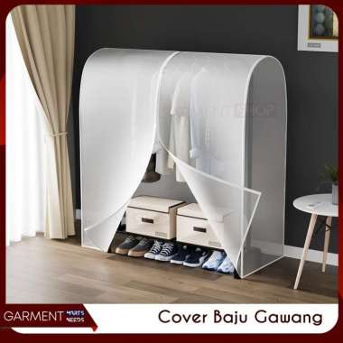 Cover Rak Baju Stand Hanger Anti Debu Pelindung Jemuran Pakaian Besar Bahan PEVA Waterproof 110 x 50