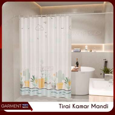 Tirai Kamar Mandi Tebal 180x180 Shower Curtain Premium Bahan PEVA Merek KOTAKIN 46. KAKTUS
