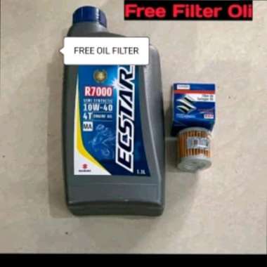 PAKET OLI MESIN SUZUKI SGO ECSTAR R7000 4T 10W40 1.3L 1300ML + FILTER SARINGAN OLI SUZUKI GSX-R150 G