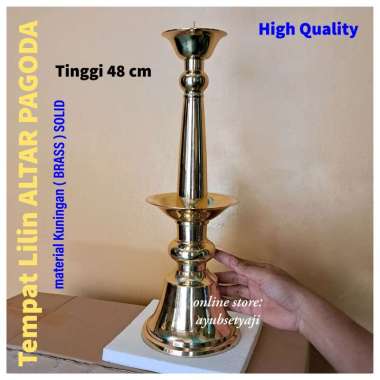 Tempat Lilin Altar Pagoda 03 Besar Kuningan SOLID Brass antik Candle Holder Kaki Dian gereja dekoras