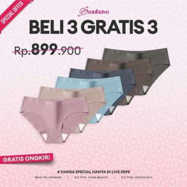 YOUHAVE PAKET HEMAT CD 6 PCS CELANA DALAM WANITA SEAMLESS CD WANITA GSTRING G-STR1NG G STRING PANTY 