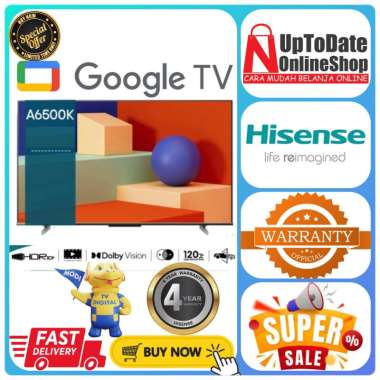 TV HISENSE 50A6500K 50A6500 A6500K GOOGLE SMART TV 4K UHD LED 50INCH HISENSE HDR10 Silver