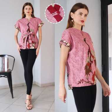 Evercloth - Atasan Batik Wanita / Batik Modern / Batik Couple / Kebaya / LISYA TOP PINK
