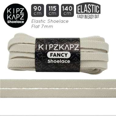 KIPZKAPZ XS60 Elastic Flat Shoelace / Tali Sepatu Pipih [7mm] 115 cm Off White